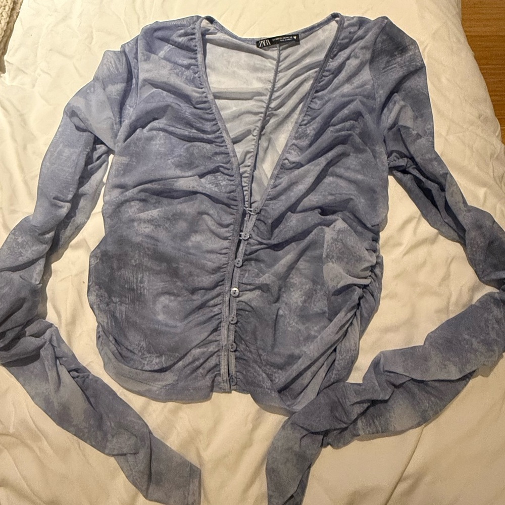 Zara long sleeve mesh blouse - thumb holes
